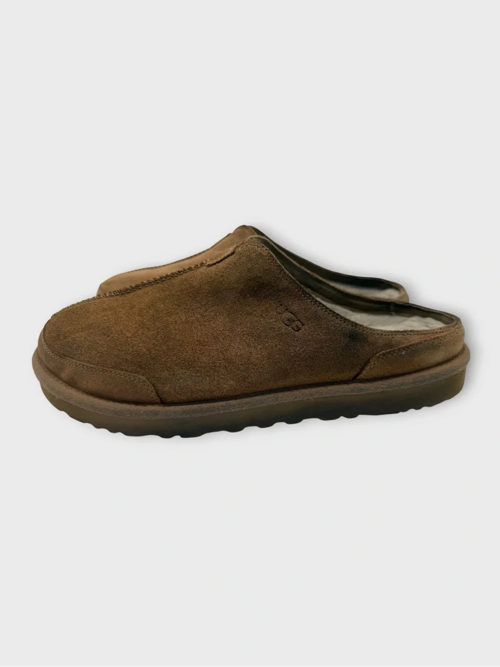 UGG Mens Marcman Fur Lined Suede Slip On Clog Size 12 Style Fair Condition